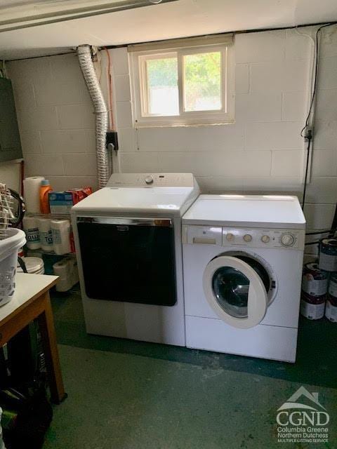 laundry room featuring separate washer and dryer