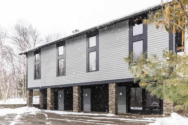 view of snow covered exterior