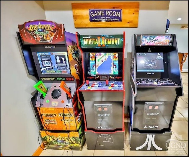 playroom with tile patterned flooring