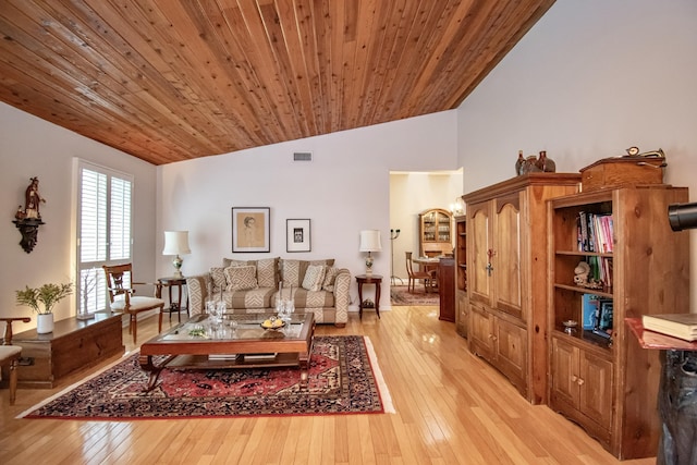 3961 NW 27th Ave, Boca Raton, FL 33434 - living room with vaulted ceiling, light wood-style floors, and wooden ceiling
