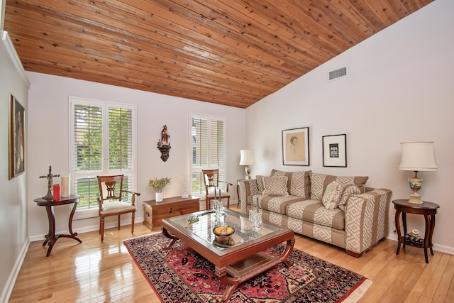 3961 NW 27th Ave, Boca Raton, FL 33434 - living area featuring vaulted ceiling, light wood-style flooring, and wooden ceiling