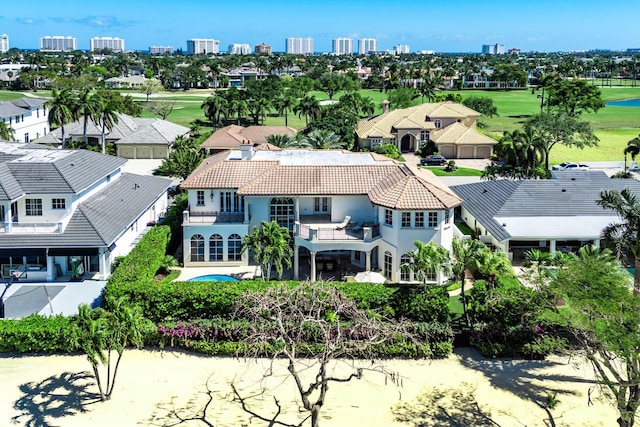 bird's eye view with a residential view and view of golf course