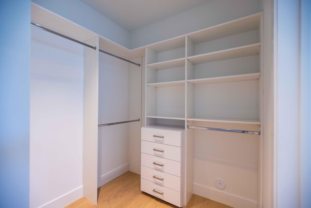 spacious closet with light wood-type flooring