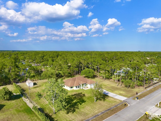 bird's eye view with a view of trees