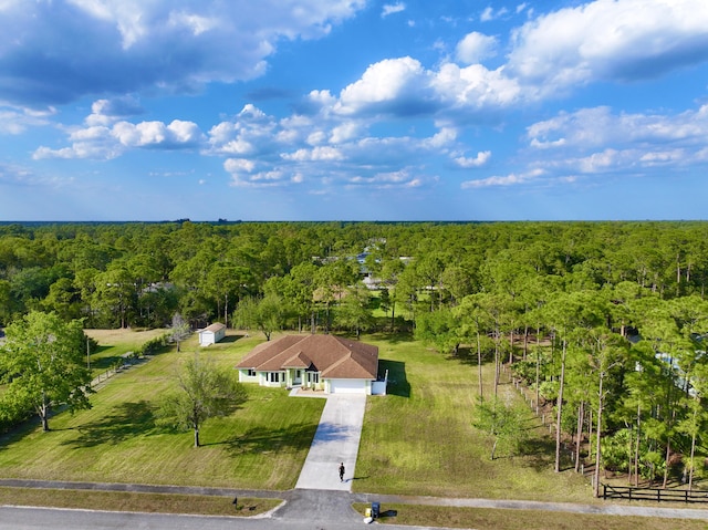 aerial view with a forest view