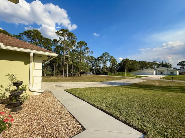 view of yard with concrete driveway