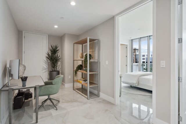 bedroom with expansive windows