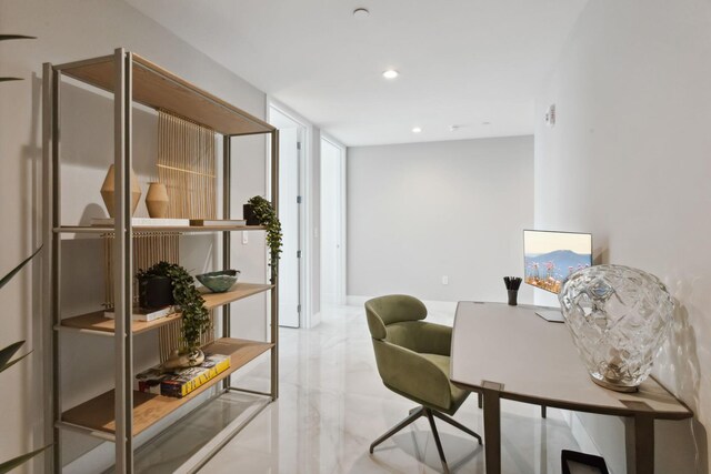 bedroom with light tile flooring, a wall of windows, and multiple windows