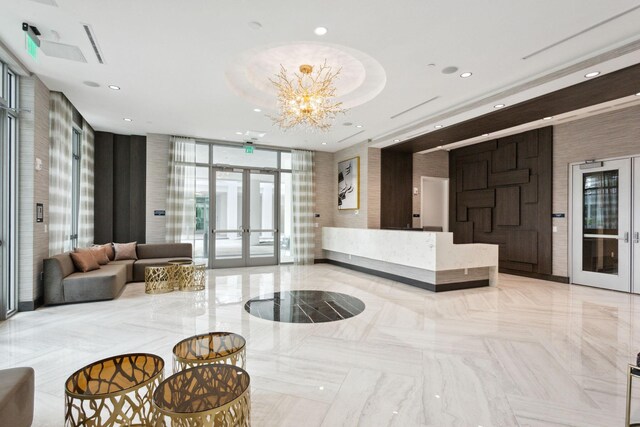 hallway with light tile flooring