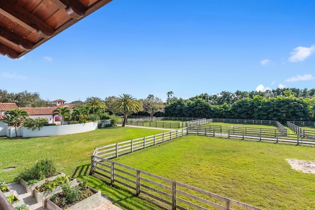 view of yard with a rural view