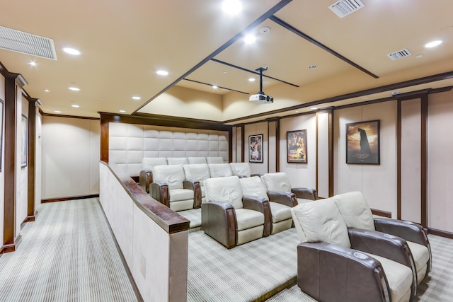 view of carpeted home theater