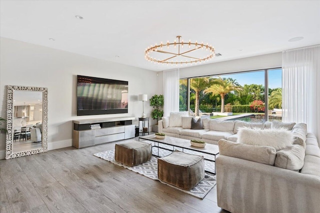 living room featuring light hardwood / wood-style flooring