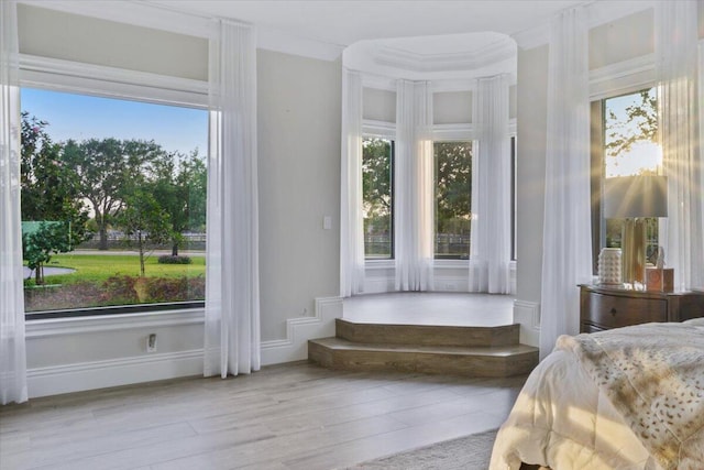 bedroom with light wood-type flooring