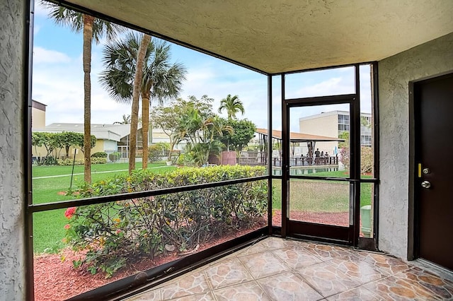 view of unfurnished sunroom