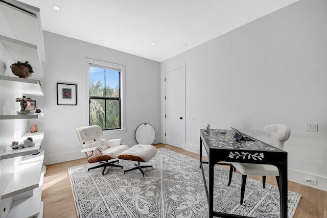 living area featuring light wood-type flooring