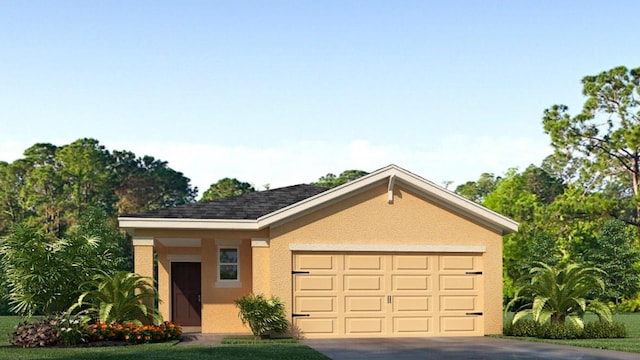 ranch-style house featuring a garage