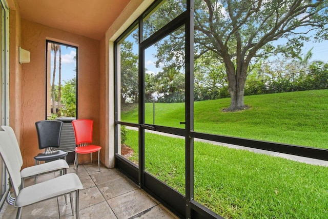 view of unfurnished sunroom