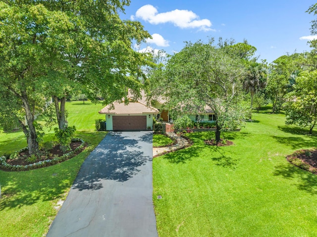 view of front of home with a front lawn