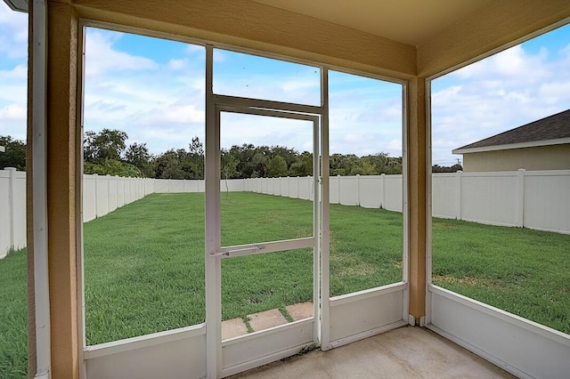 view of unfurnished sunroom