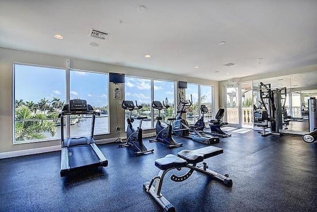 exercise room featuring a healthy amount of sunlight