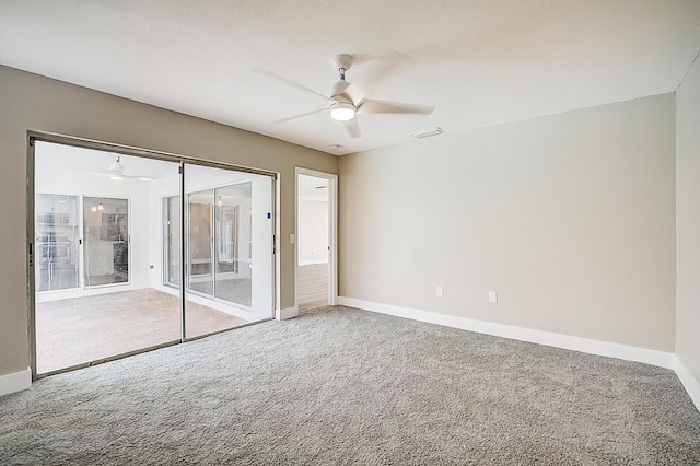 carpeted empty room with ceiling fan