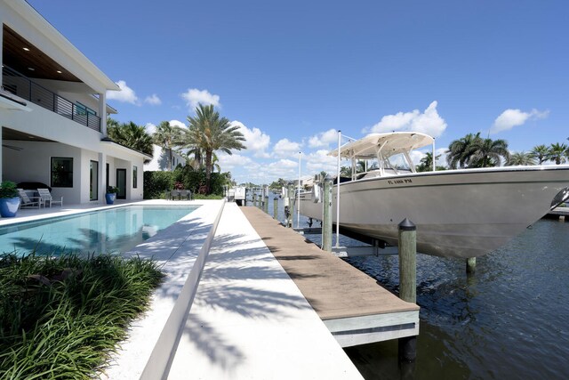 dock area featuring a water view