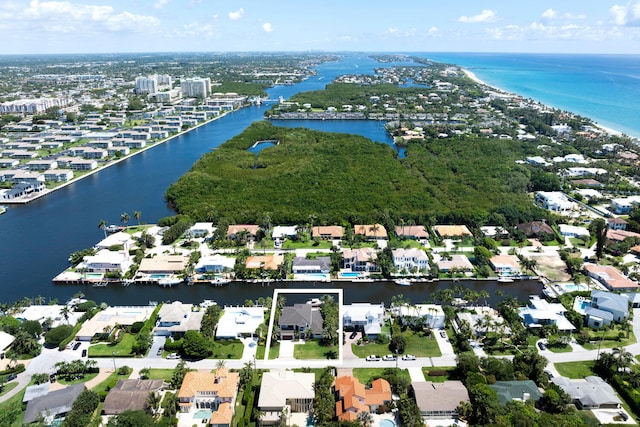 bird's eye view featuring a water view