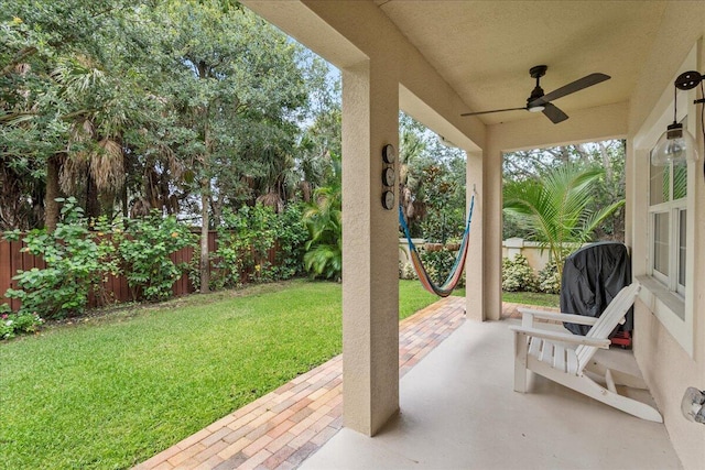 view of patio with ceiling fan