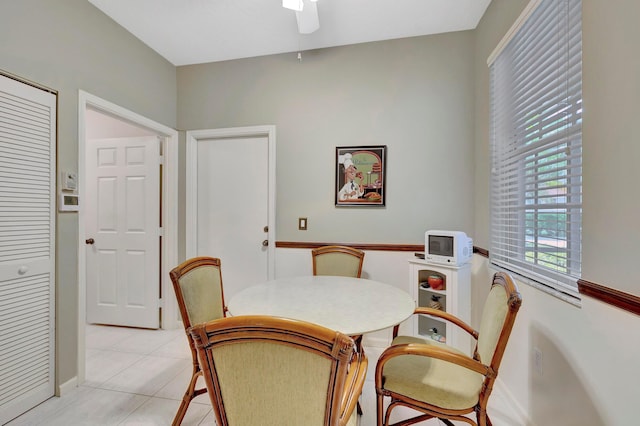 view of tiled dining room