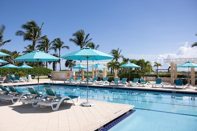 view of pool featuring a patio area