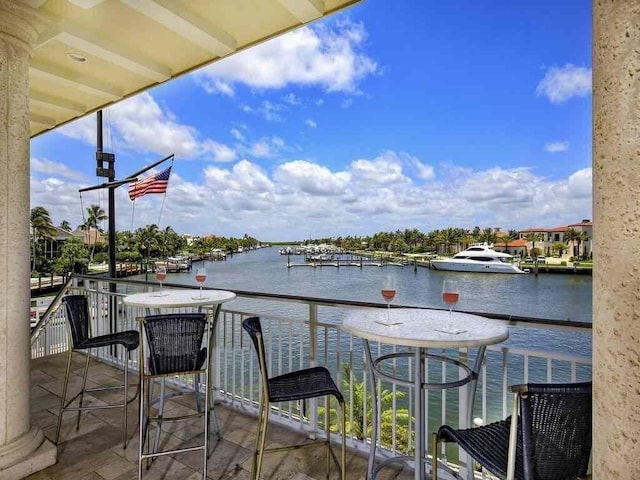 balcony with a water view