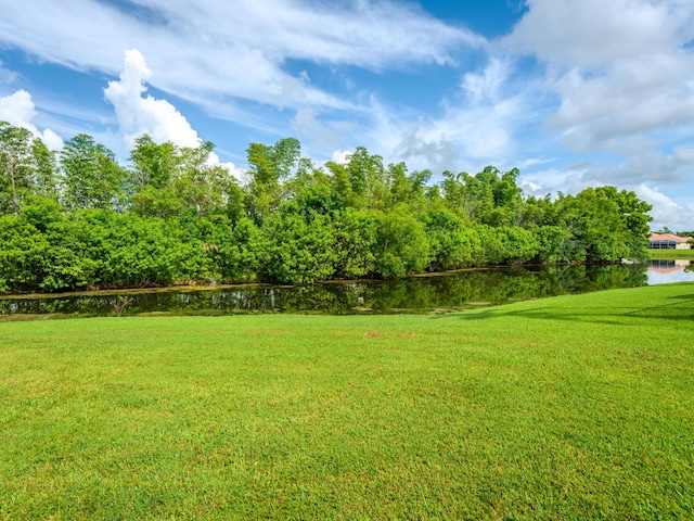 view of yard featuring a water view