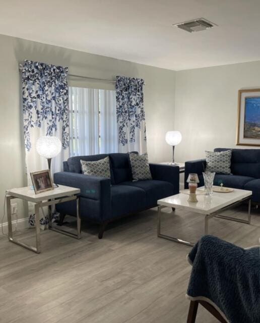 living room featuring light hardwood / wood-style flooring