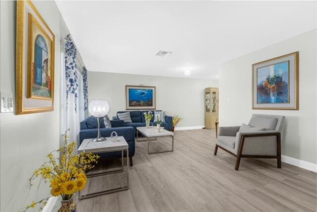 living room featuring light hardwood / wood-style flooring