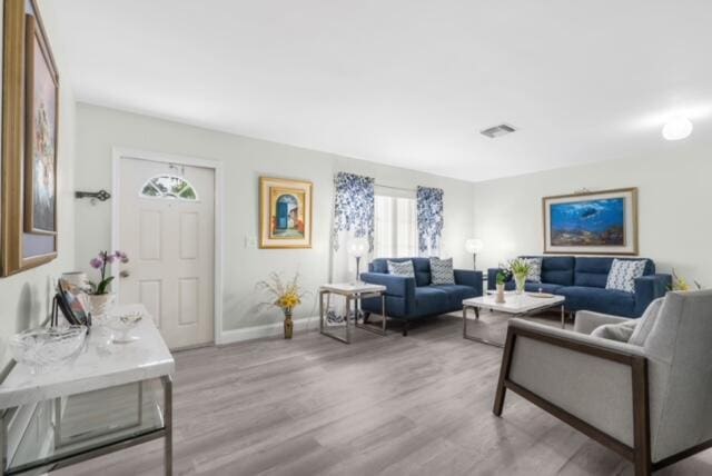 living room featuring light hardwood / wood-style floors