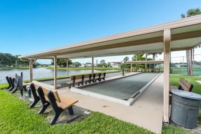 view of nearby features featuring a water view and a yard