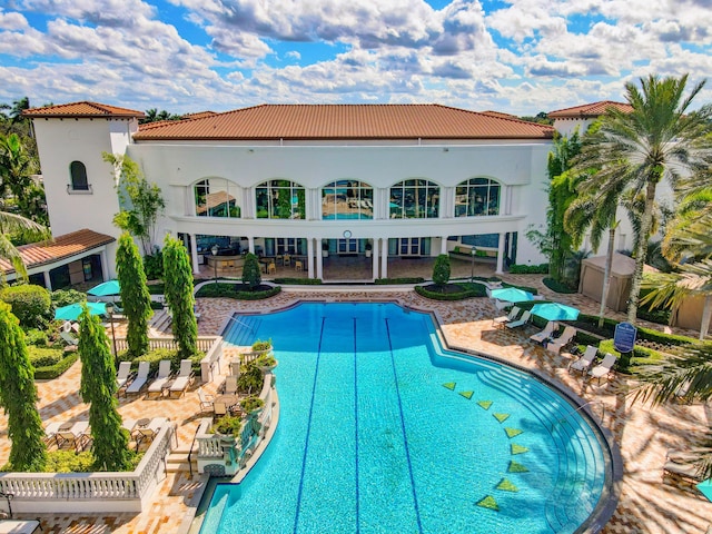 view of pool with a patio area