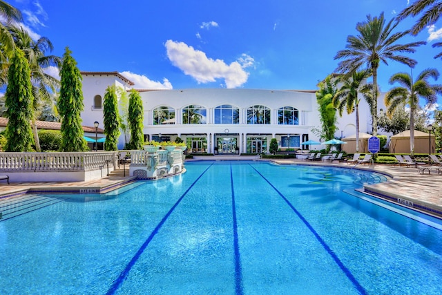 view of pool featuring a patio area