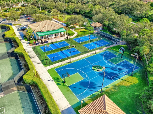 view of basketball court with tennis court