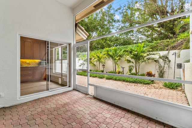 view of unfurnished sunroom