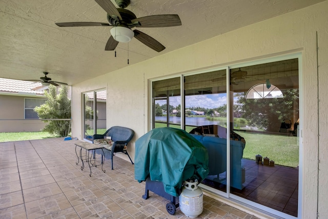 view of patio with ceiling fan