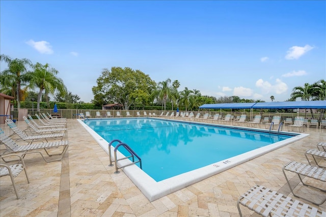 view of pool featuring a patio