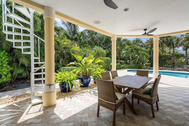 view of patio with ceiling fan