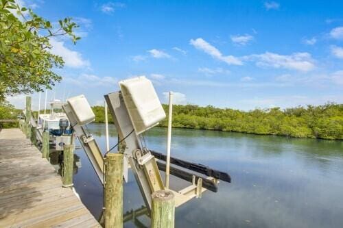 view of dock featuring a water view