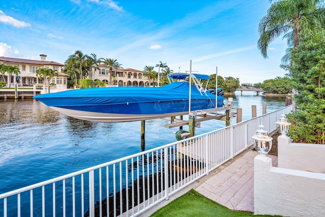 dock area featuring a water view