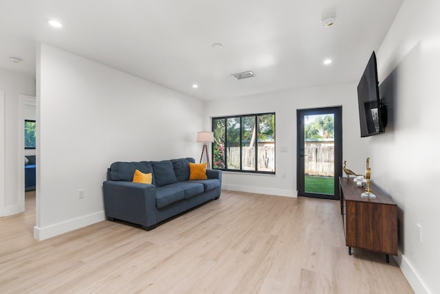 living room featuring light hardwood / wood-style floors