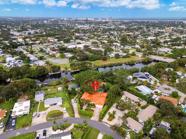 bird's eye view featuring a water view