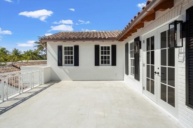 view of patio / terrace featuring french doors