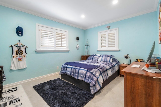 bedroom featuring ornamental molding