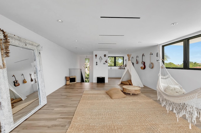 interior space with light hardwood / wood-style floors